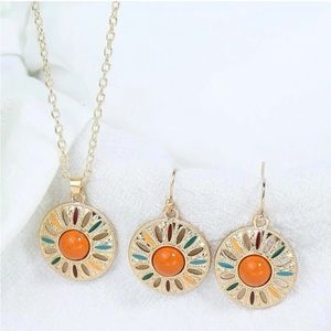 Colorful boho necklace and earring set